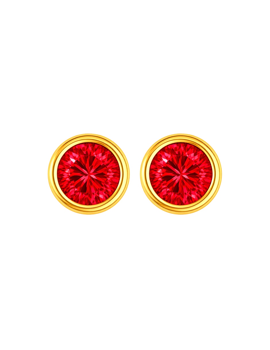 Broqueles circular de oro 14 k con acabado brillante zirconia Broqueles circular de oro 14 k con acabado brillante zirconia