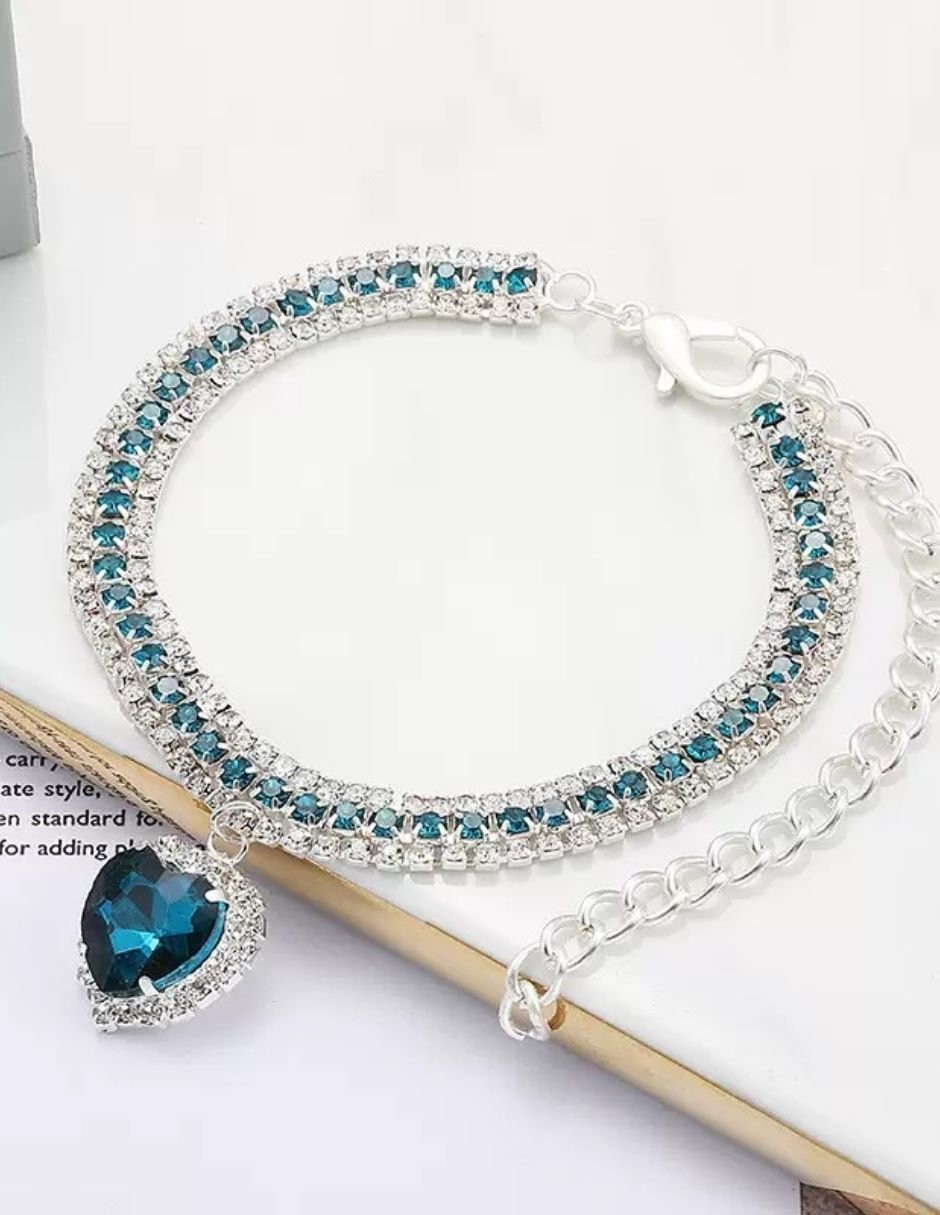 Collar decorativo para perro Maypet cristal azul