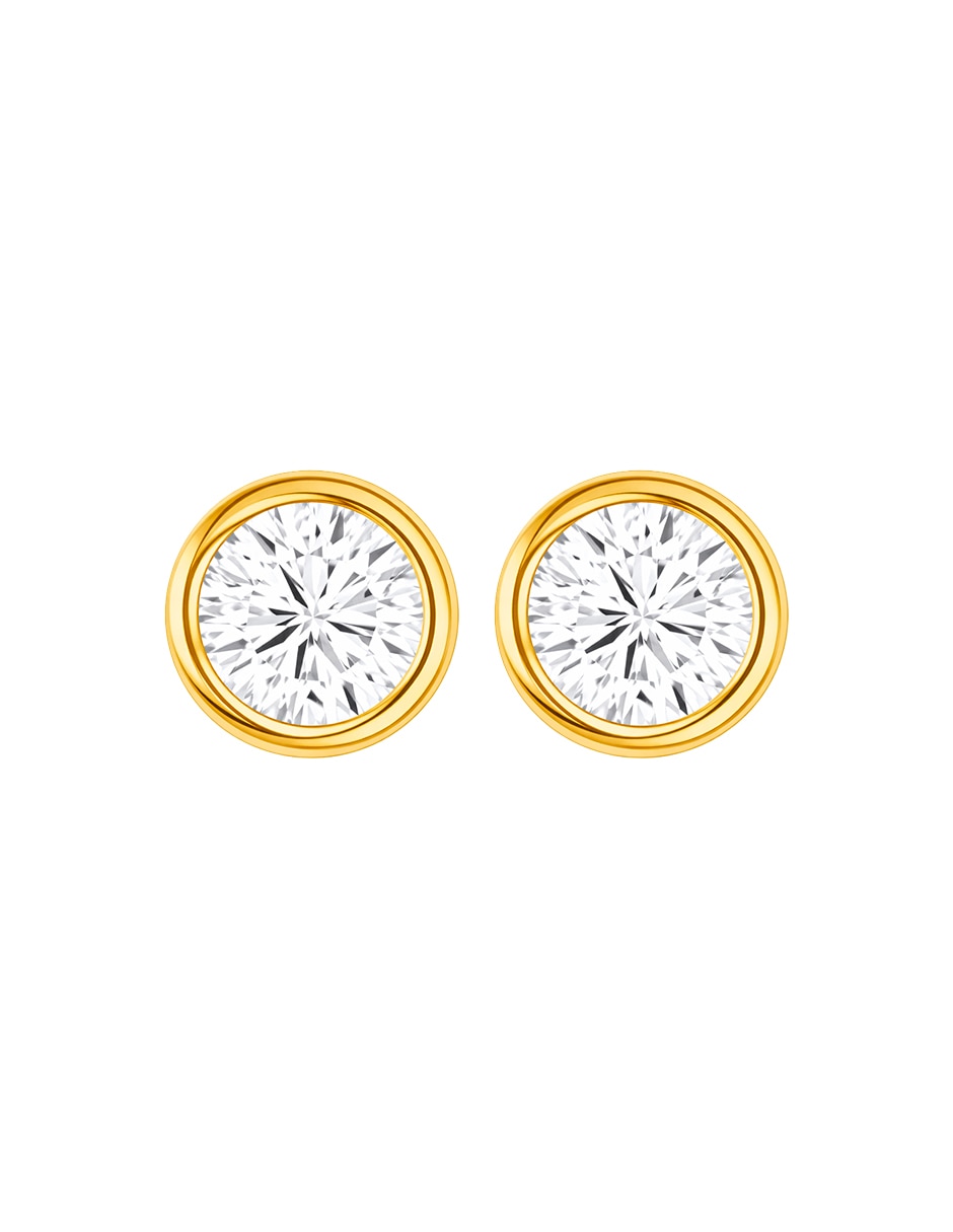 Broqueles circular de oro 10 k con acabado brillante zirconia Broqueles circular de oro 10 k con acabado brillante zirconia