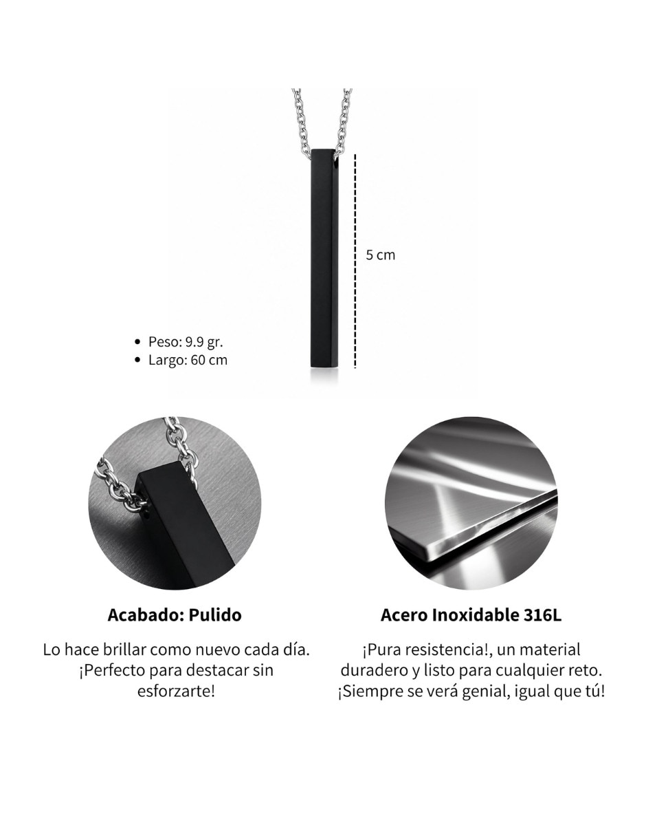 Collar con dije de rectangular chulada black