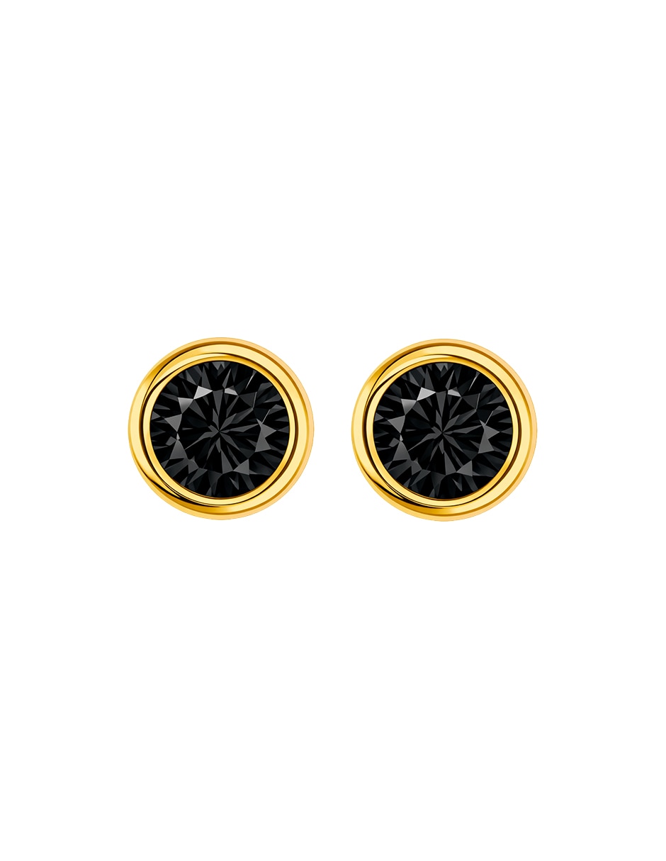 Broqueles circular de oro 14 k con acabado brillante zirconia Broqueles circular de oro 14 k con acabado brillante zirconia