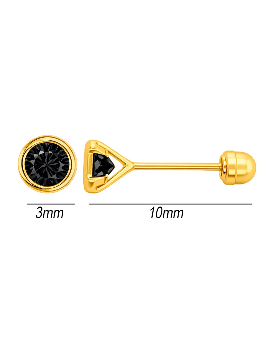 Broqueles circular de oro 14 k con acabado brillante zirconia 5