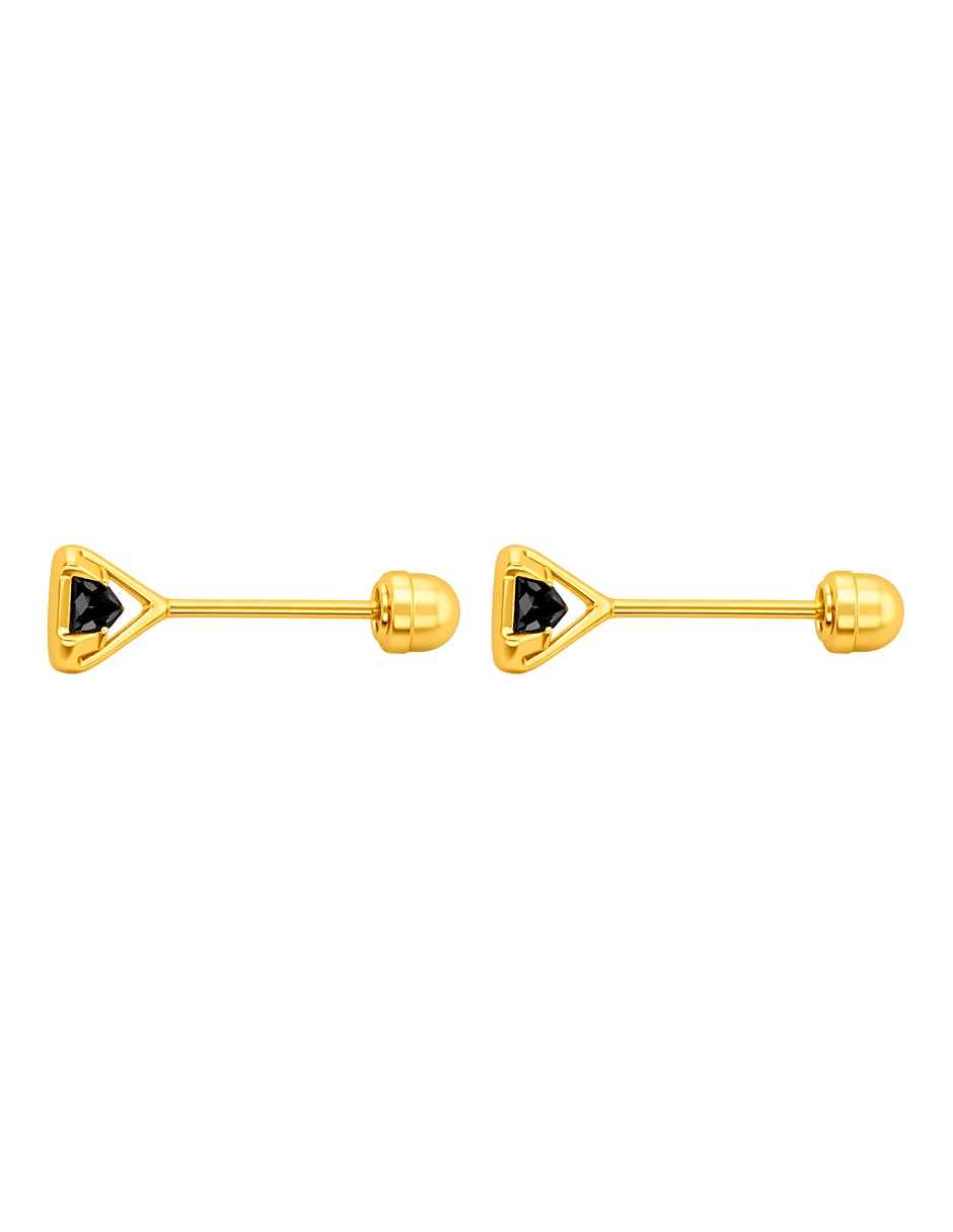 Broqueles circular de oro 14 k con acabado brillante zirconia 2