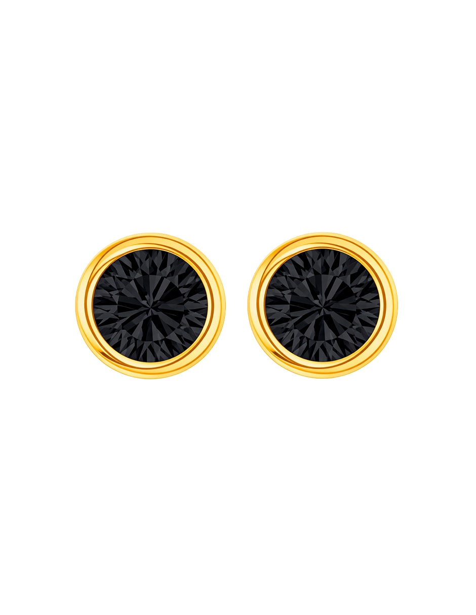 Broqueles de oro 14 k con acabado brillante zirconia Broqueles de oro 14 k con acabado brillante zirconia