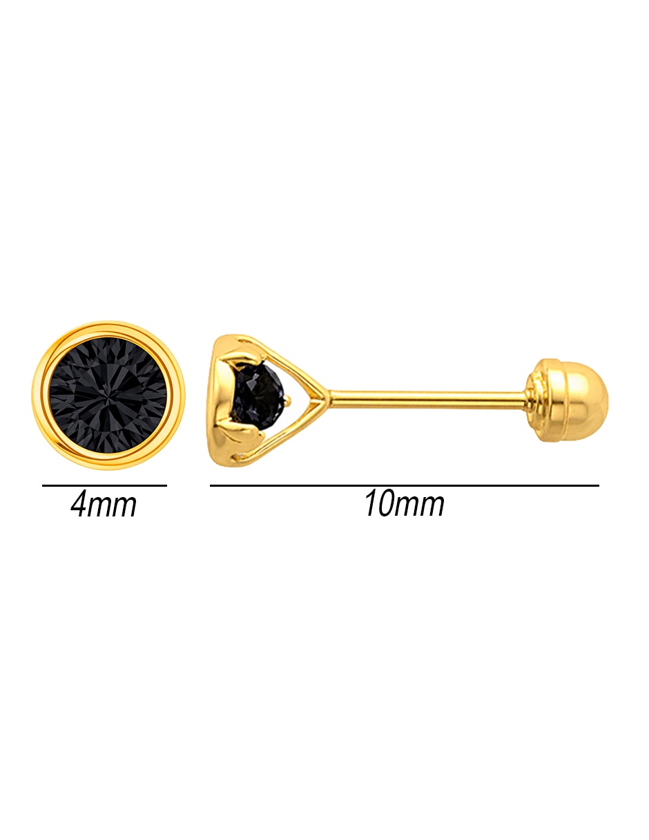 Broqueles de oro 14 k con acabado brillante zirconia 5