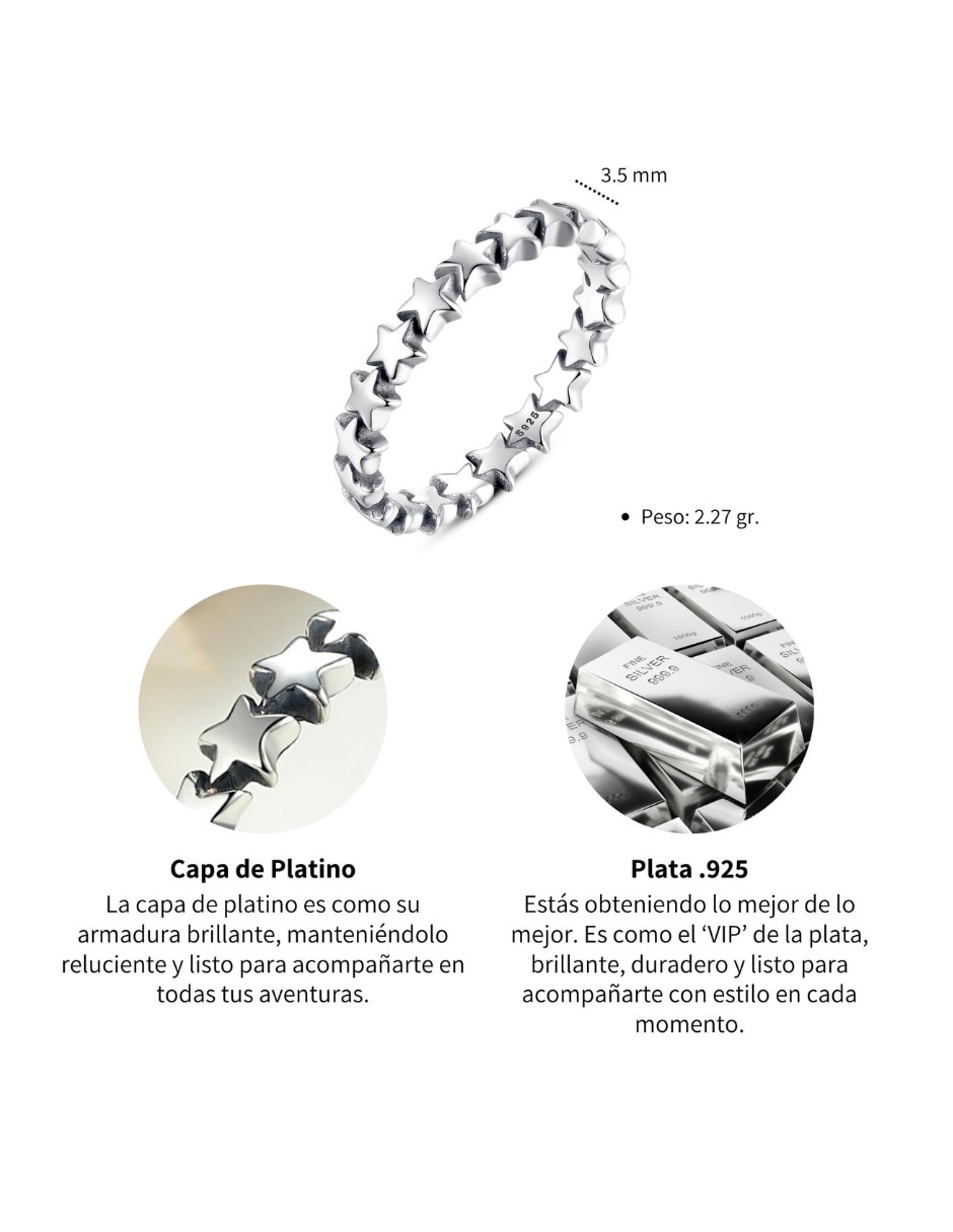 Anillo de estrella beauty p925 de plata acabado pulido 4