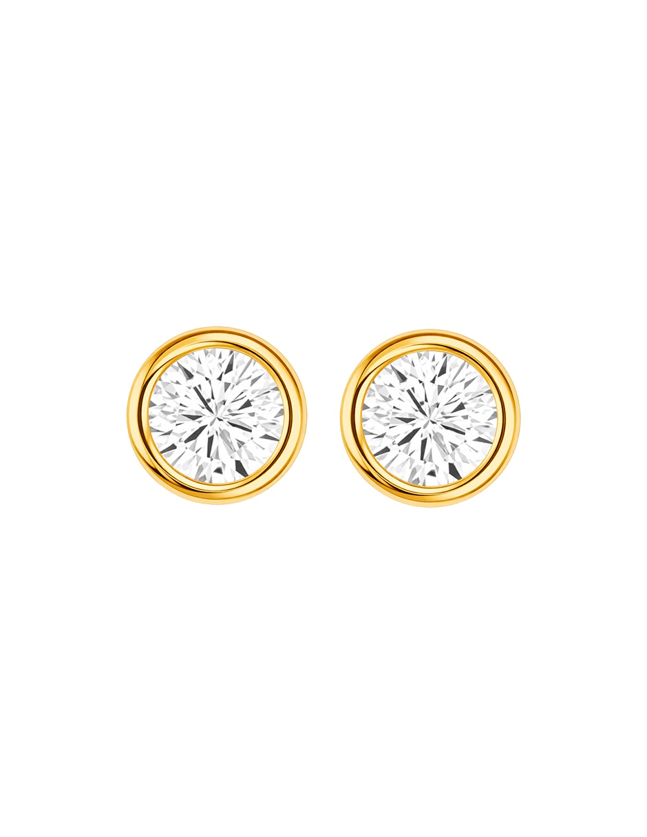 Broqueles circular de oro 14 k con acabado brillante zirconia