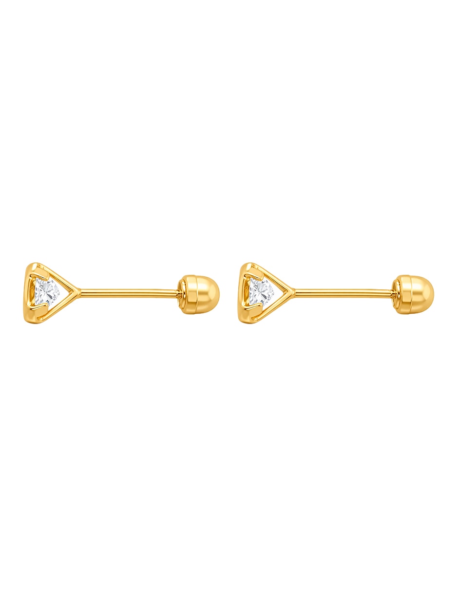 Broqueles circular de oro 14 k con acabado brillante zirconia 2