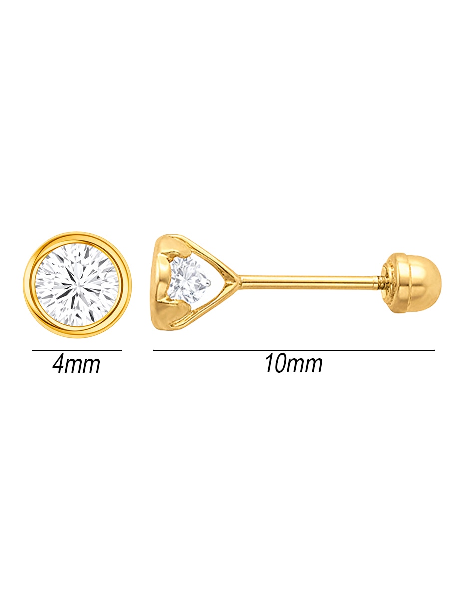 Broqueles circular de oro 14 k con acabado brillante zirconia 5