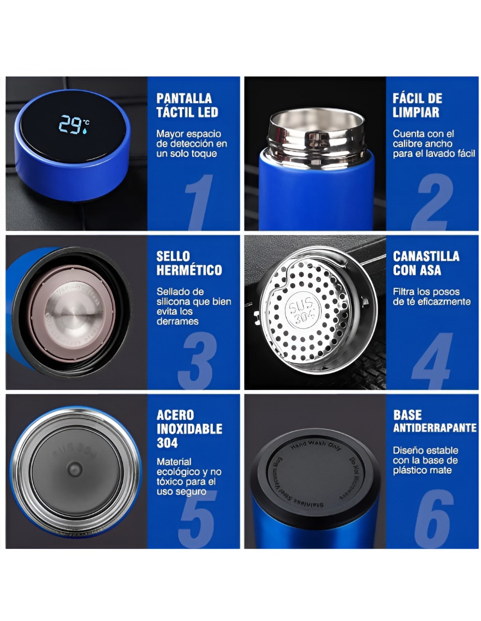 Termo de acero inoxidable con tapa rosca 500 ml 3