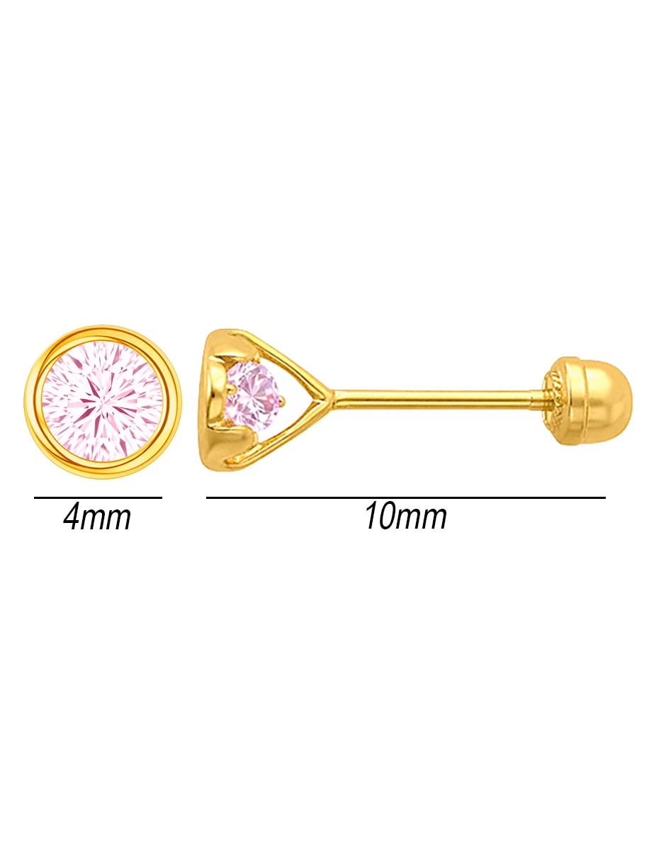 Broqueles circular de oro 14 k con acabado brillante zirconia 5