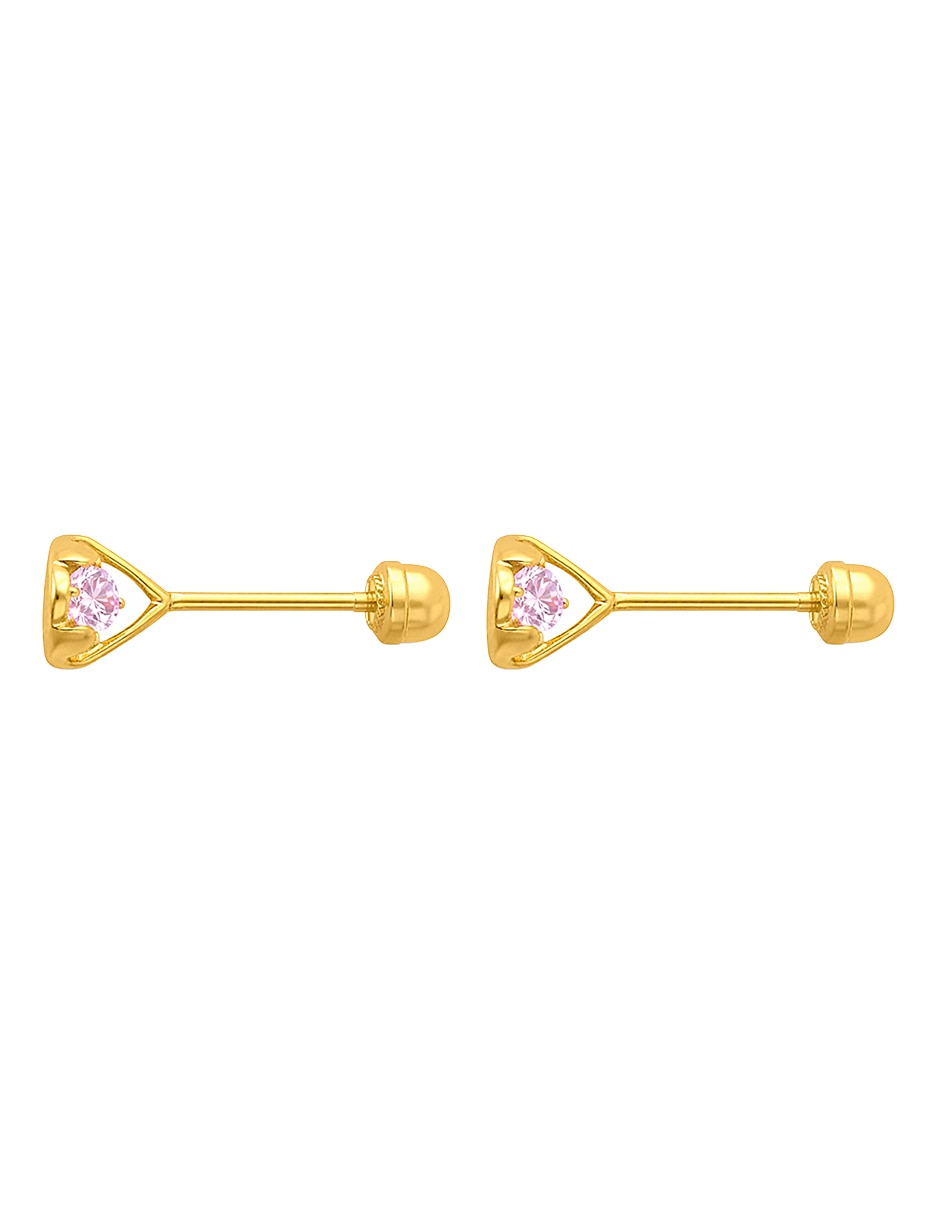 Broqueles circular de oro 14 k con acabado brillante zirconia 2