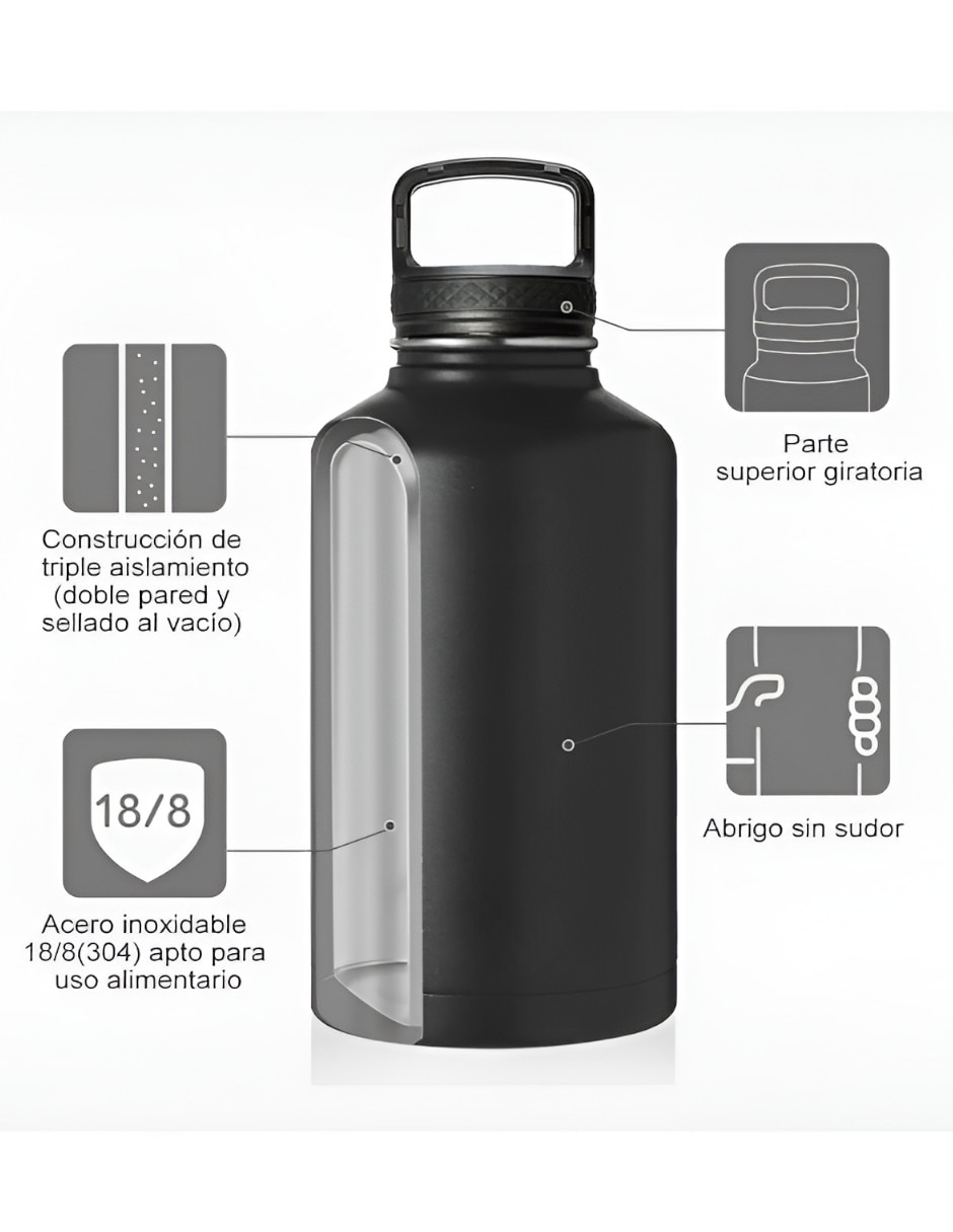 Termo de acero inoxidable con tapa rosca 1.8 L 2