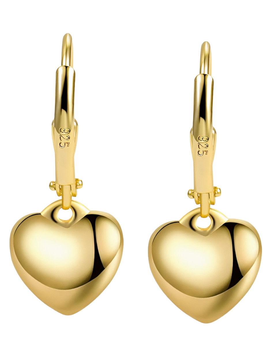 Aretes cortos de corazón de plata p 925 con acabado brillante Aretes cortos de corazón de plata p 925 con acabado brillante