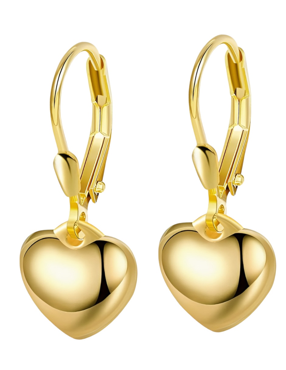 Aretes cortos de corazón de plata p 925 con acabado brillante 2