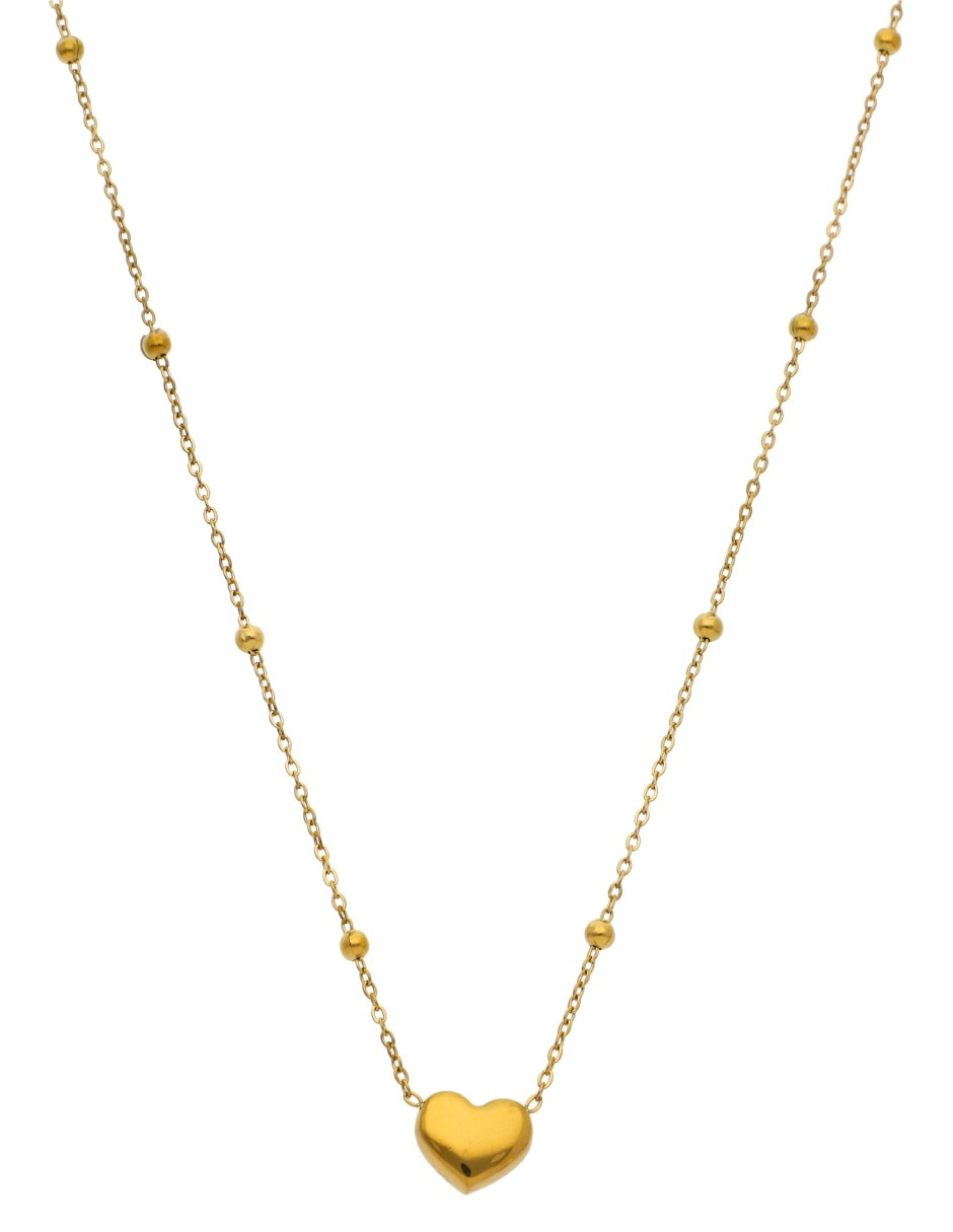 Collar de corazón acabado brillante 3