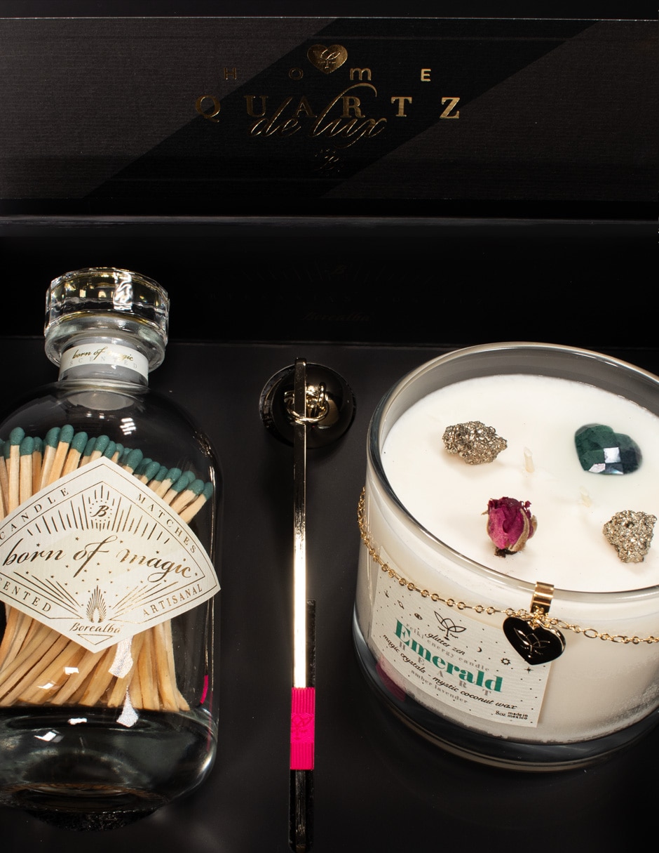 Kit de vela aromática Glitter Zen Emerald Heart Home 3 piezas aroma lavanda