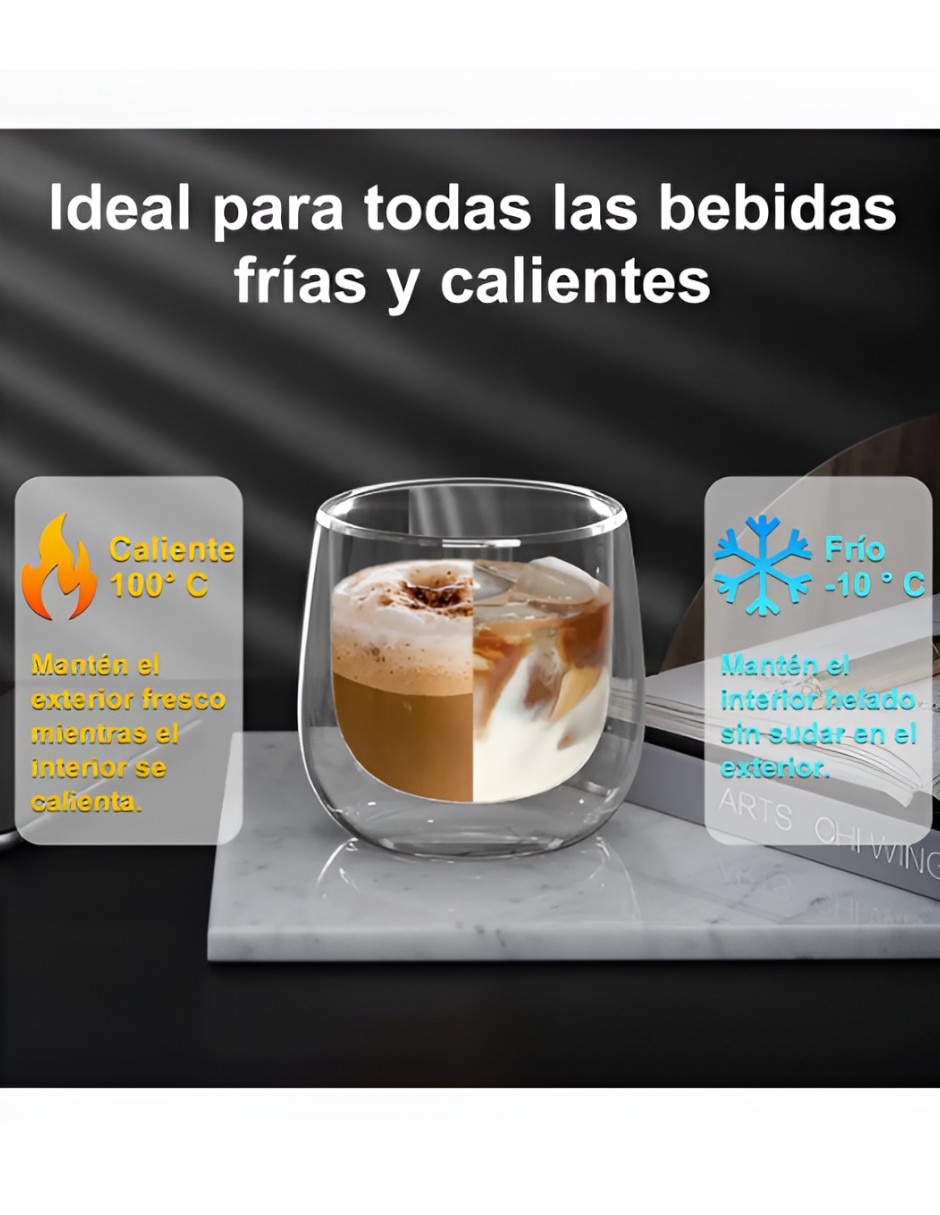 Set vaso doble pared Xtellar de vidrio con 6 piezas