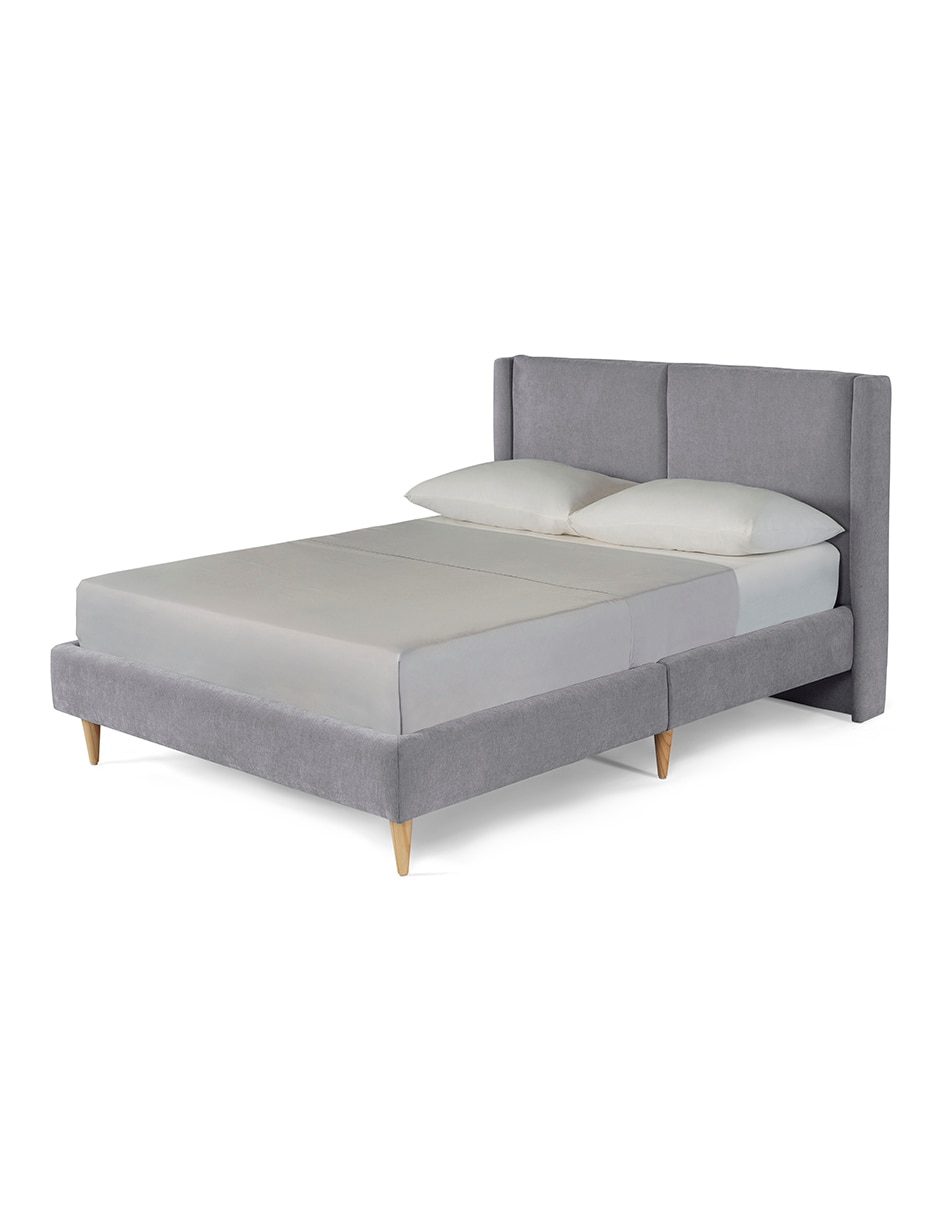 Base para cama armable matrimonial Mavi Velvet de madera pino