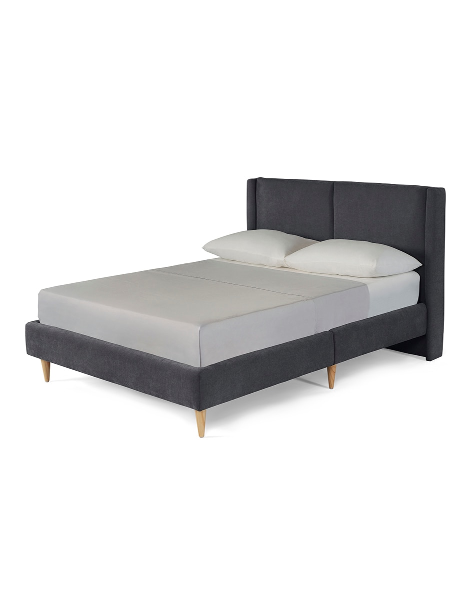 Base para cama armable matrimonial Mavi Velvet Makora de madera pino
