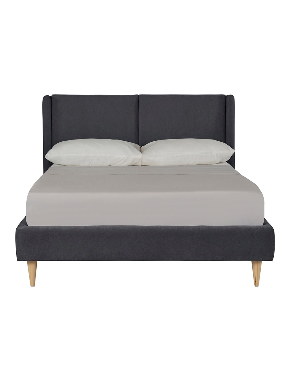 Base para cama armable matrimonial Mavi Velvet Makora de madera pino