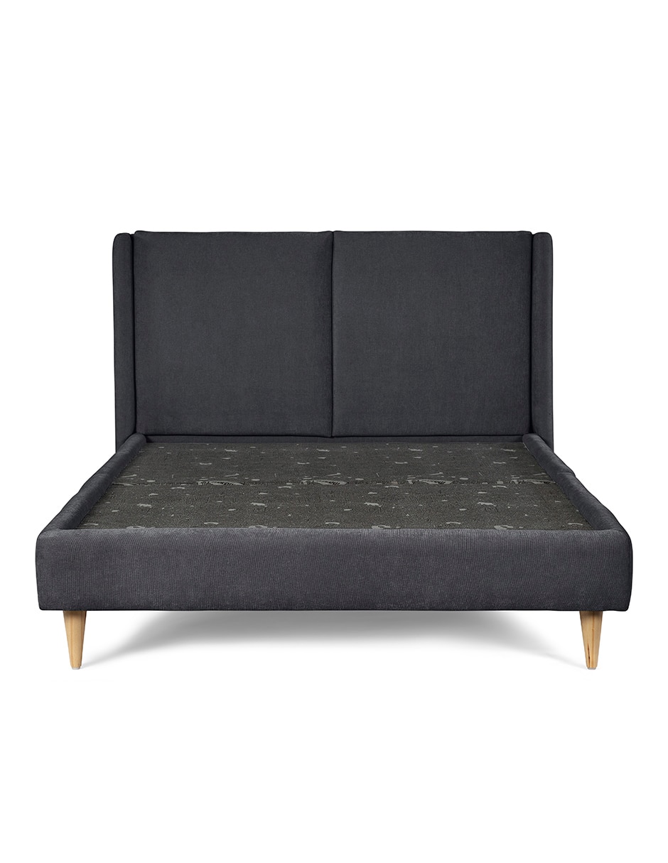 Base para cama armable matrimonial Mavi Velvet Makora de madera pino