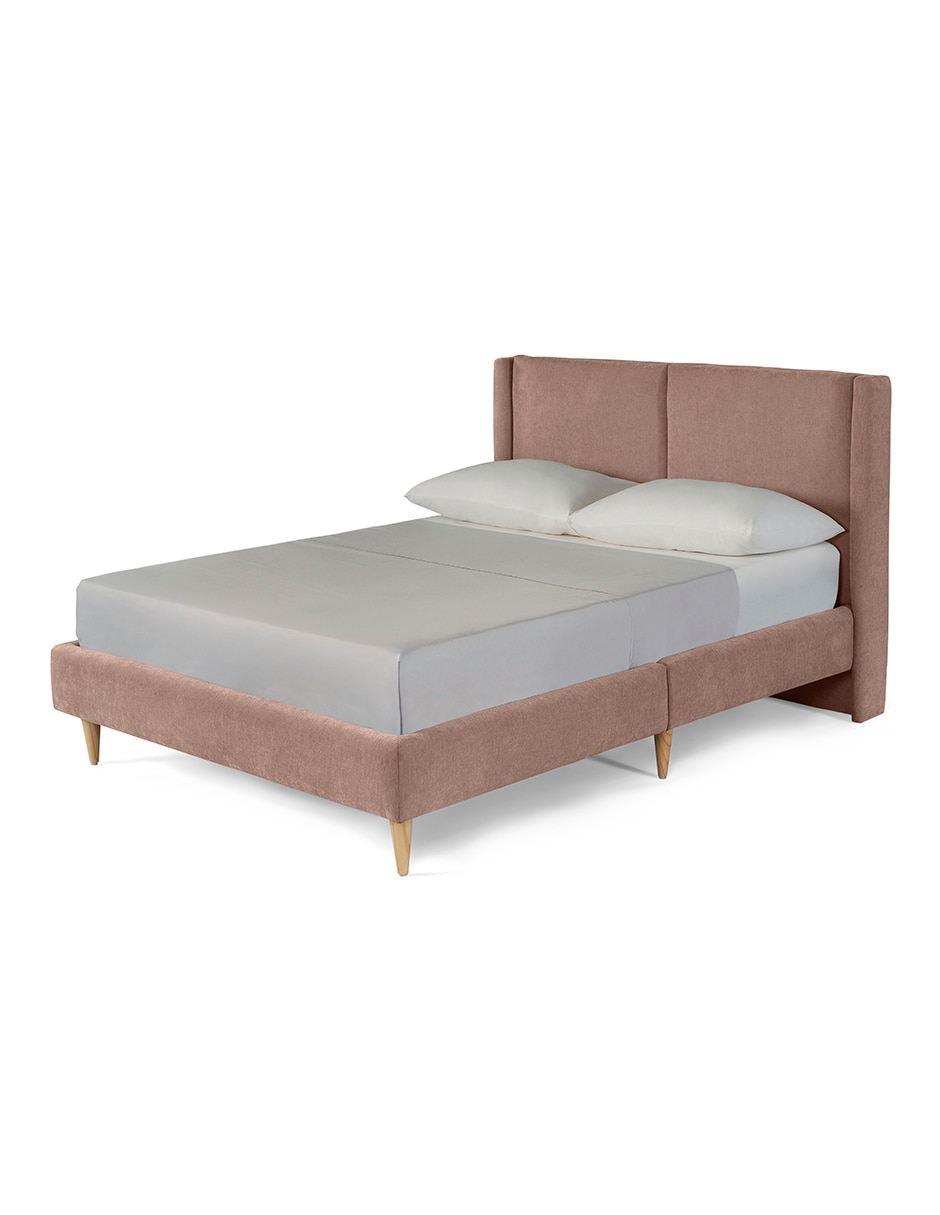 Base para cama armable matrimonial Mavi Velvet de madera pino