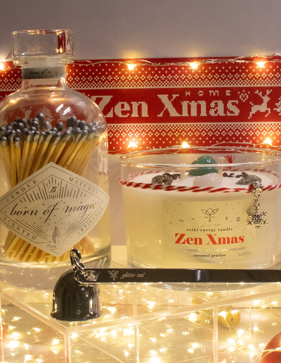 Kit de vela Glitter Zen 3 piezas aroma caramelo