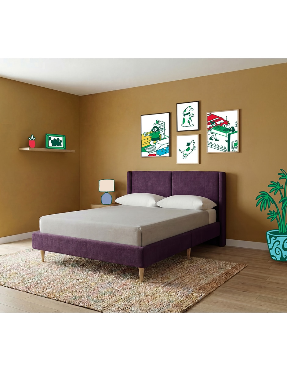 Base para cama armable Queen Size Velvet de madera pino 2