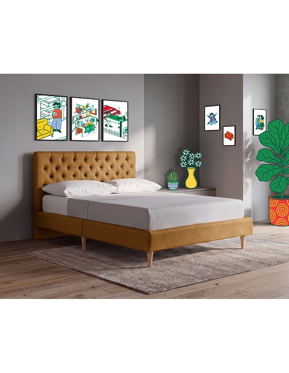 Base para cama armable matrimonial Velaria Makora de madera pino