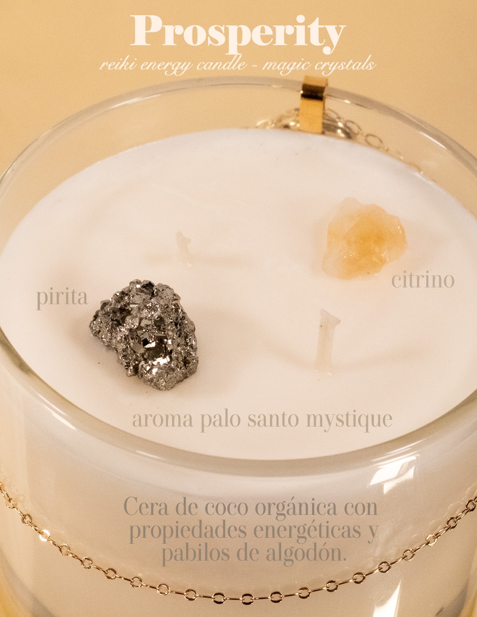 Kit de vela Glitter Zen Home Prosperity 3 piezas aroma palo santo