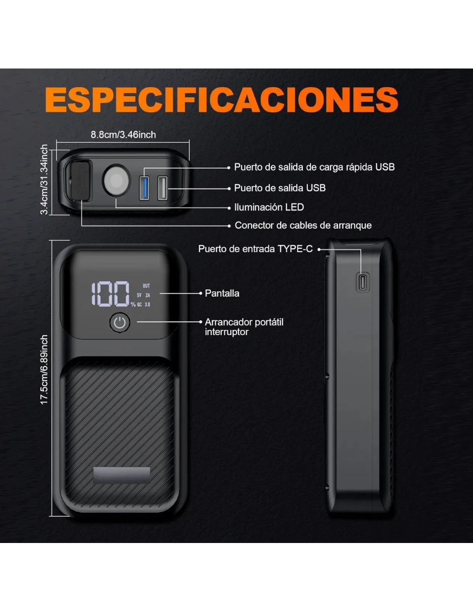 Arrancador compacto para auto Genérica cargador