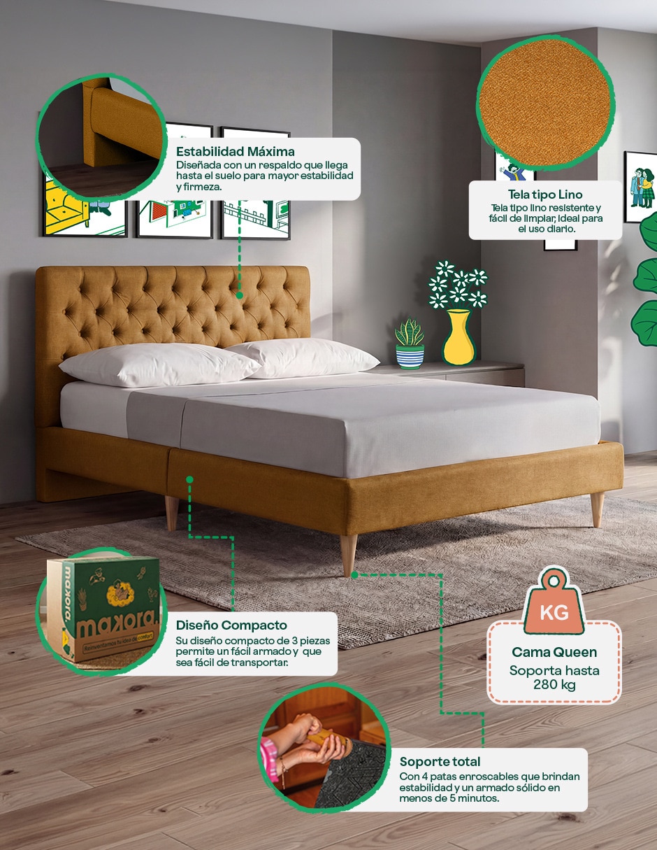 Base para cama aramable Velaria Makora de madera pino