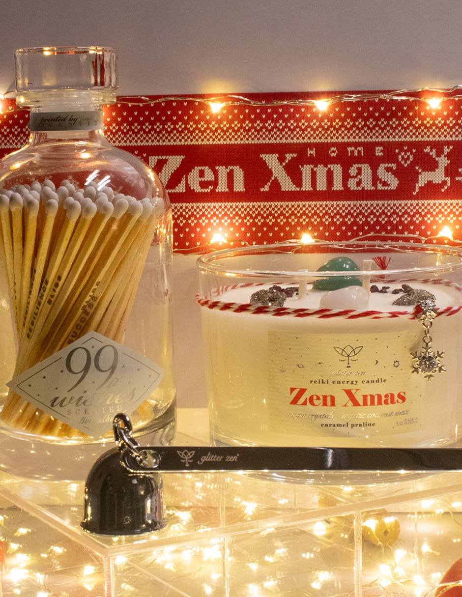 Kit de vela Glitter Zen Xmas Home 16OZ 3 piezas aroma caramelo