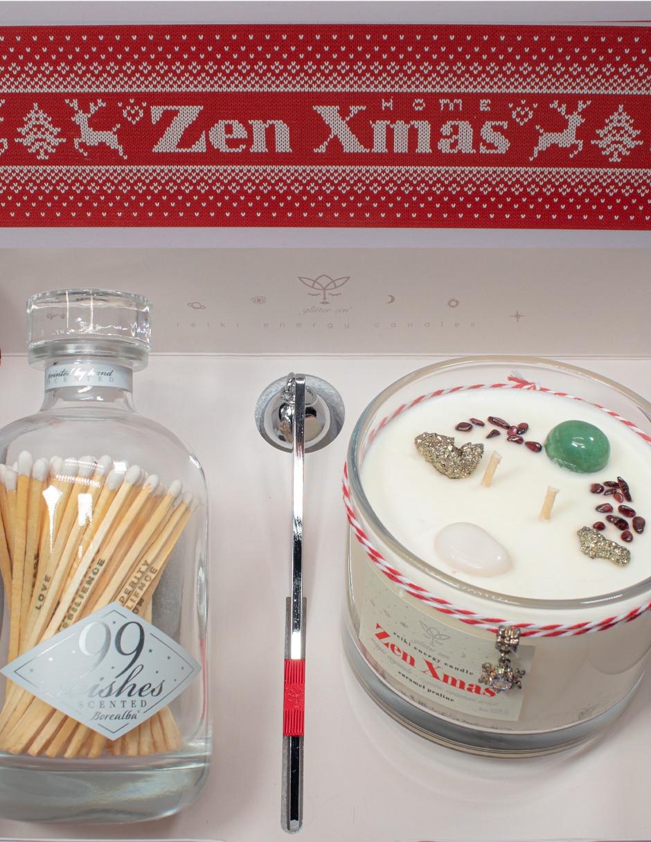 Kit de vela Glitter Zen Xmas Home 16OZ 3 piezas aroma caramelo