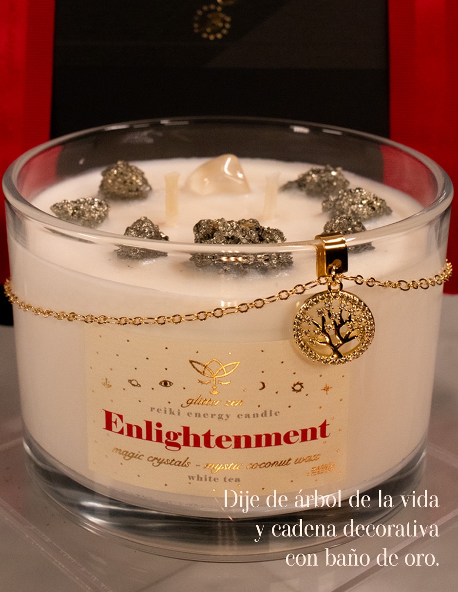 Kit de vela Glitter Zen Home Enlightenment 16OZ 3 piezas aroma té blanco y jengibre