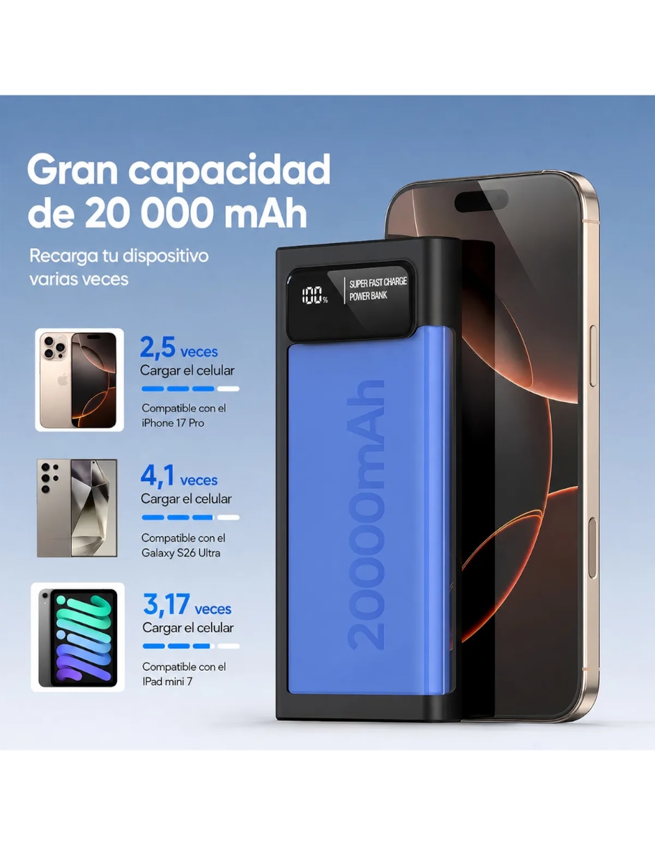 Batería portátil 20000 mAh 2