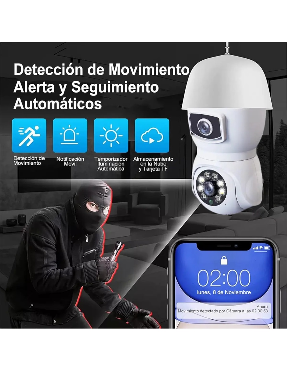 Cámara Wi-Fi de seguridad Genérica inalámbrica Full HD 350° con capacidad para grabar para interior