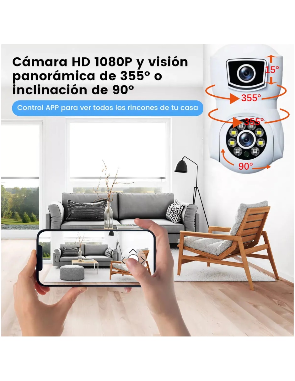 Cámara Wi-Fi de seguridad Genérica inalámbrica Full HD 350° con capacidad para grabar para interior