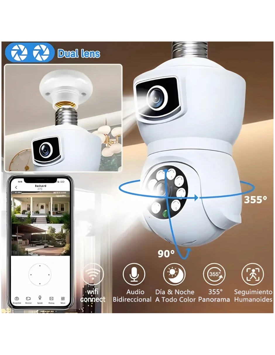 Cámara Wi-Fi de seguridad Genérica inalámbrica Full HD 350° con capacidad para grabar para interior