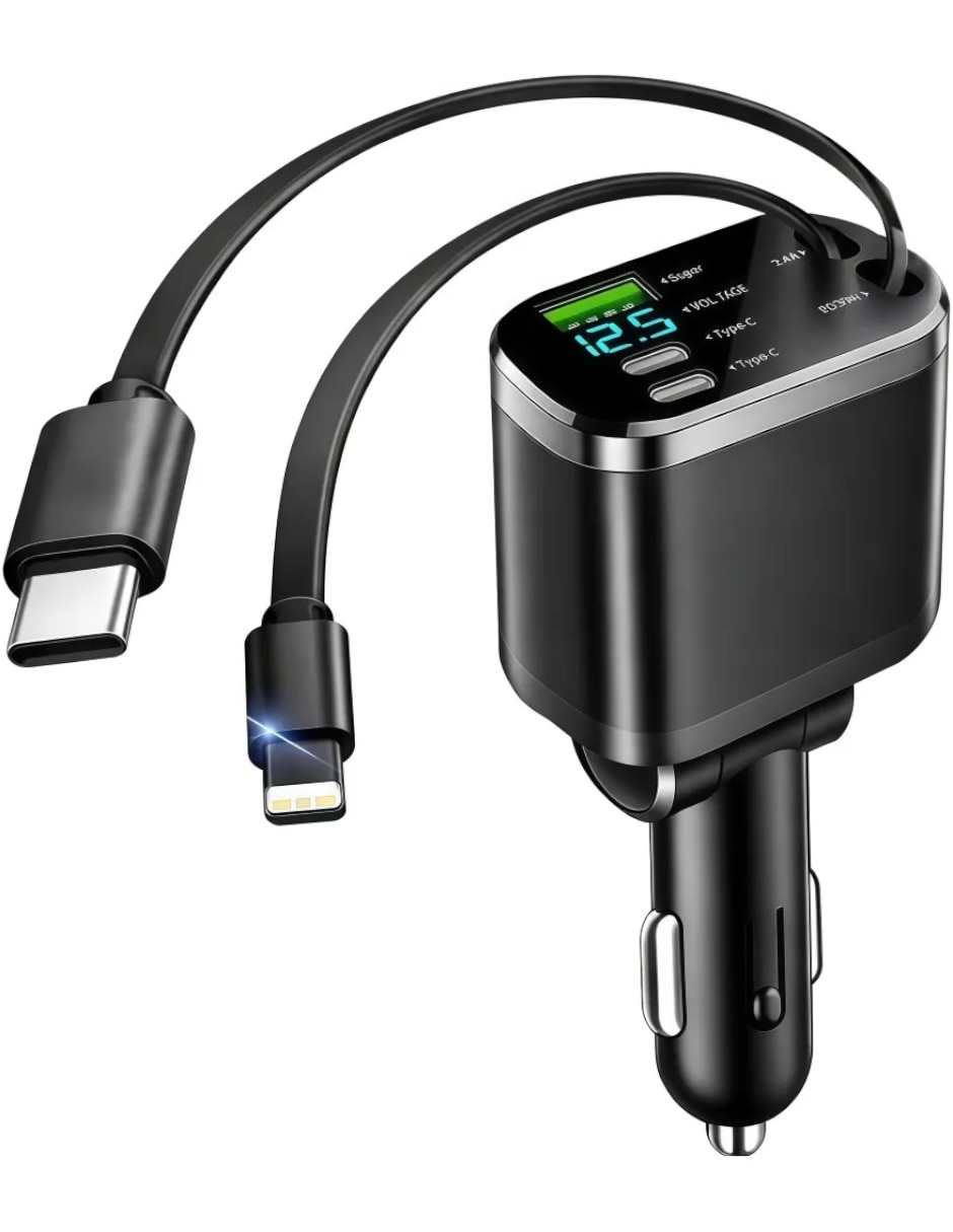 Cargador auto USB tipo a + USB tipo C 70 W