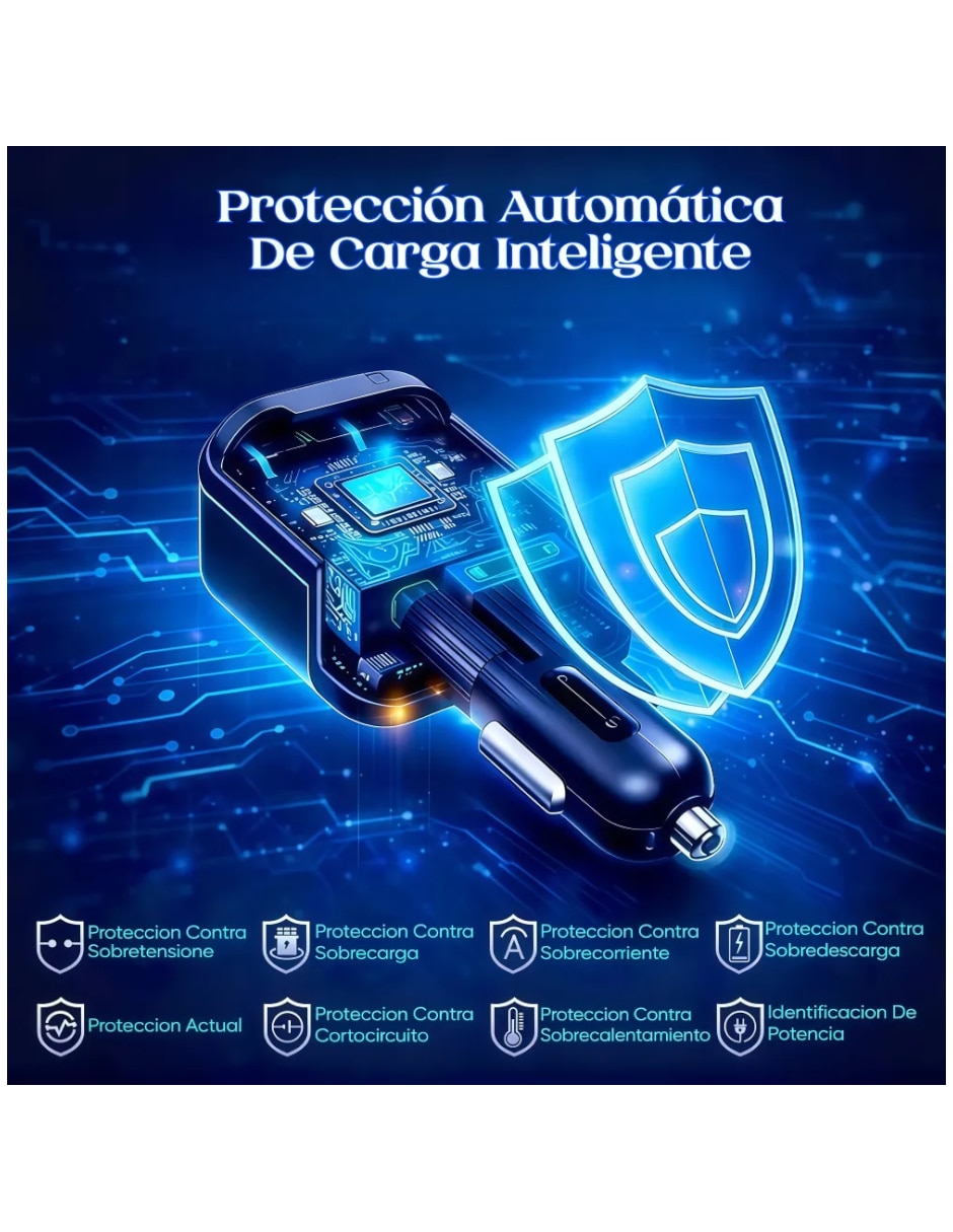Cargador auto USB tipo a + USB tipo C 70 W 3
