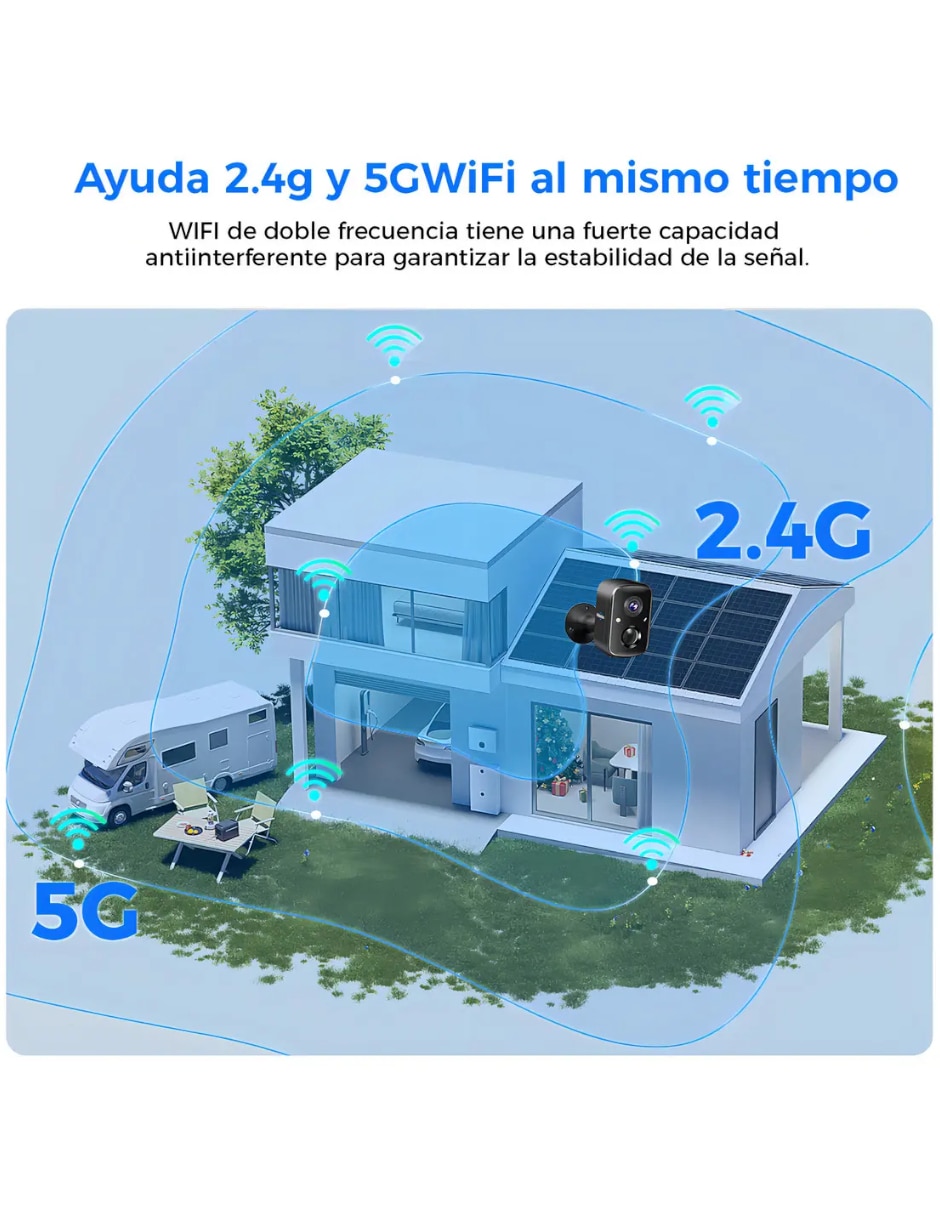 Cámara solar de seguridad Genérica inalámbrica Full HD 180° para exterior