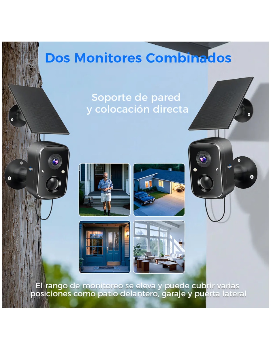 Cámara solar de seguridad Genérica inalámbrica Full HD 180° para exterior