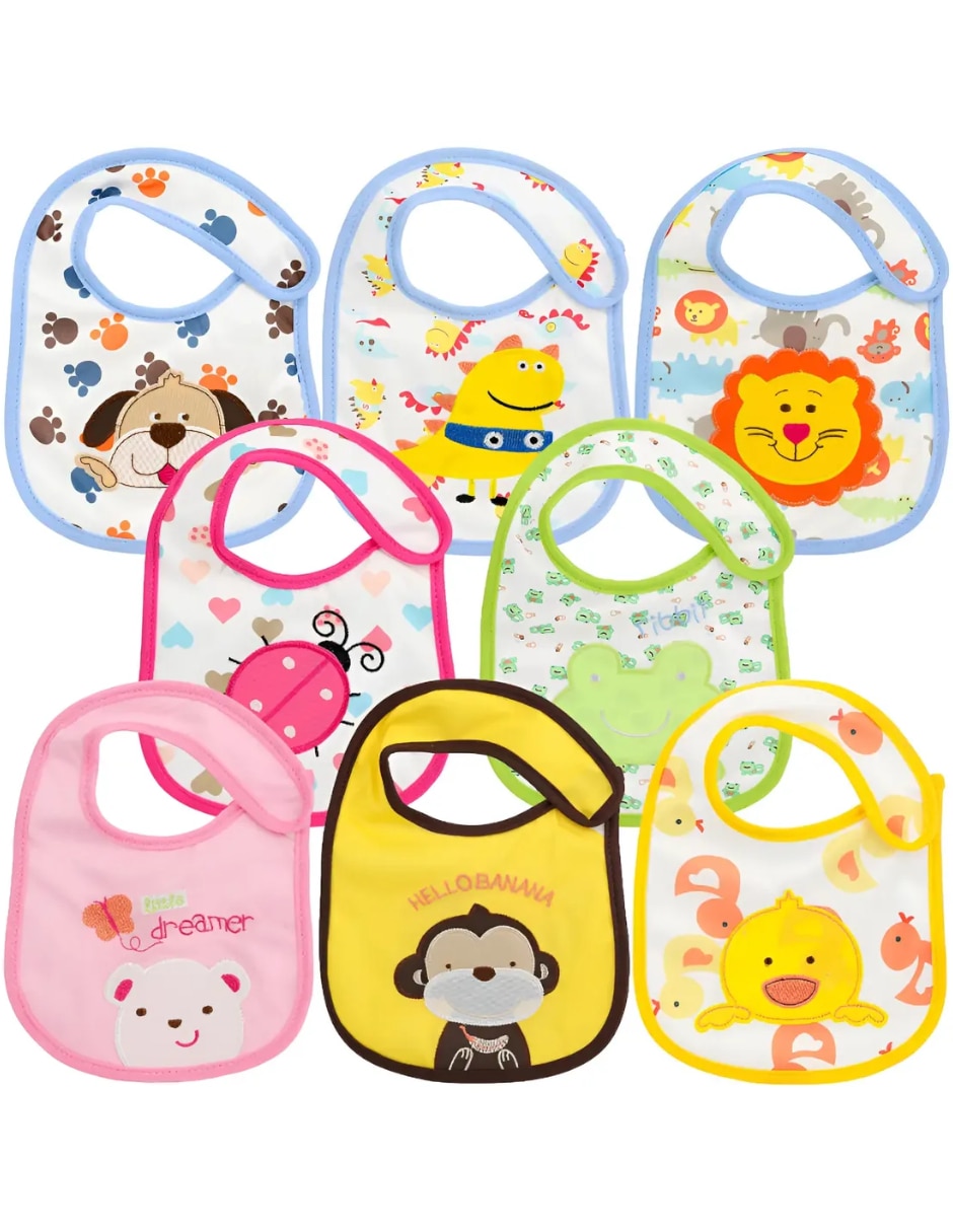 Set babero estampado animal print de algodón orgánico 8 piezas Set babero estampado animal print de algodón orgánico 8 piezas