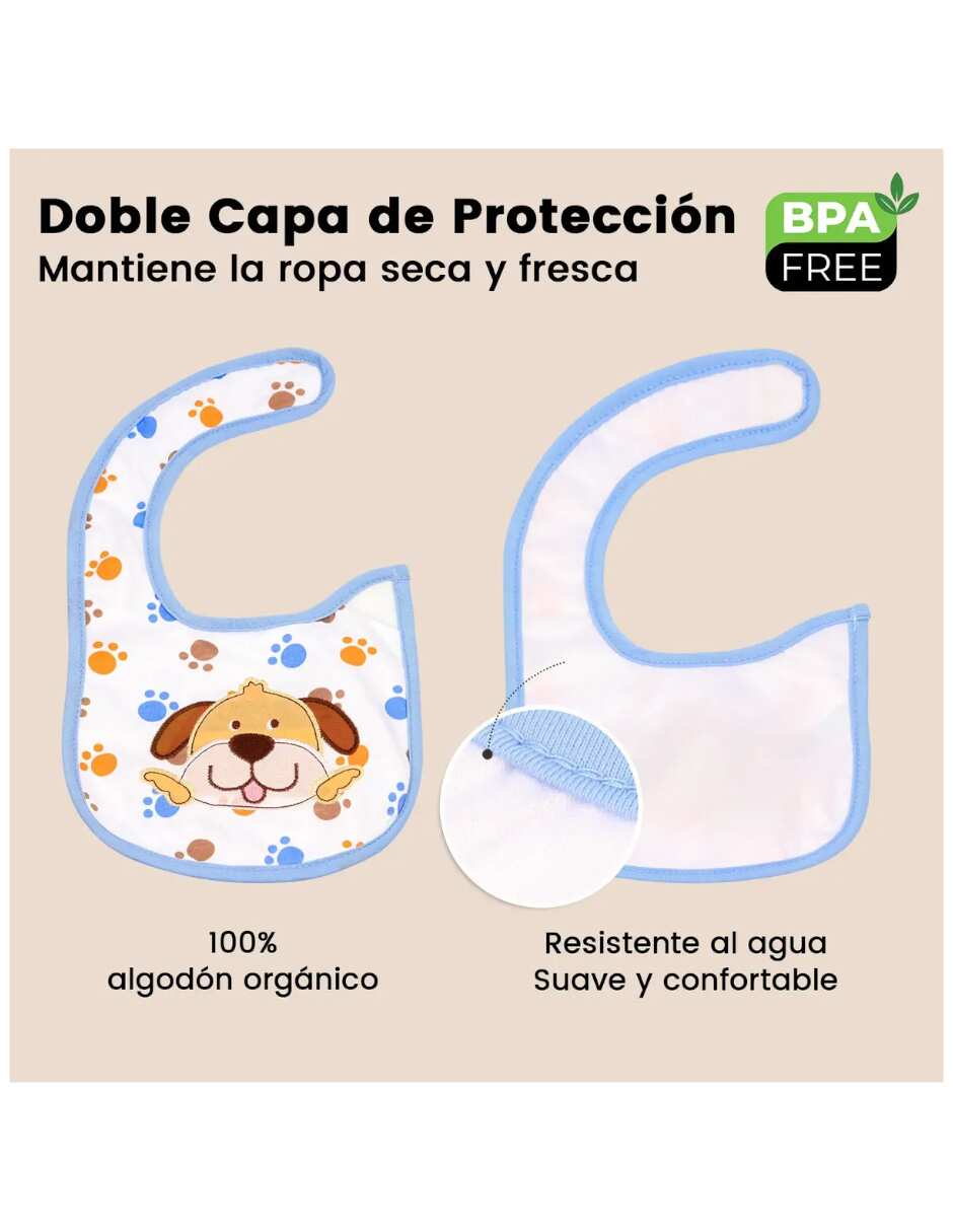 Set babero estampado animal print de algodón orgánico 8 piezas 4