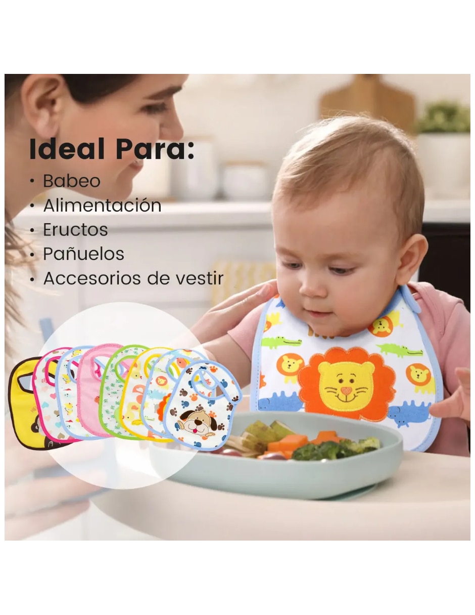 Set babero estampado animal print de algodón orgánico 8 piezas 2