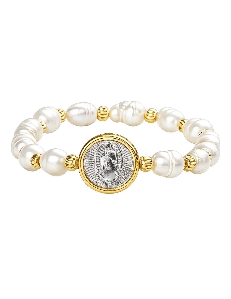 Pulsera con perla acabado baño de oro