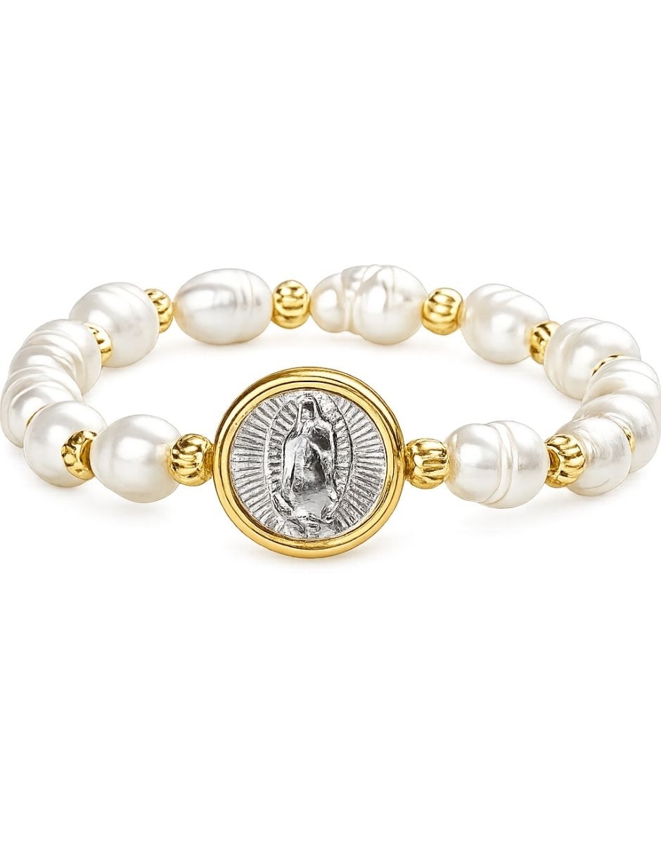 Pulsera Yoiko con perla acabado baño de oro