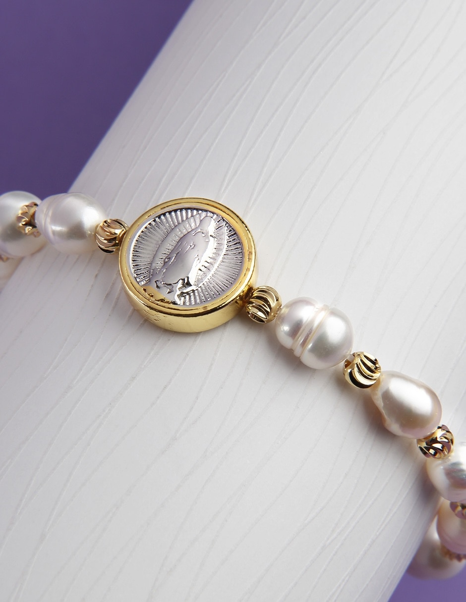 Pulsera Yoiko con perla acabado baño de oro